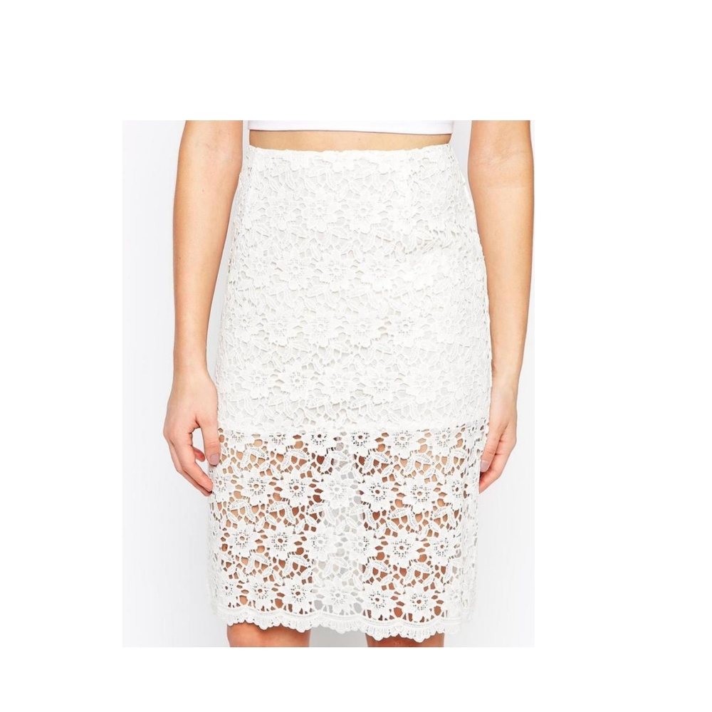 True Decadence Sheer Lace Pencil Skirt, US 6